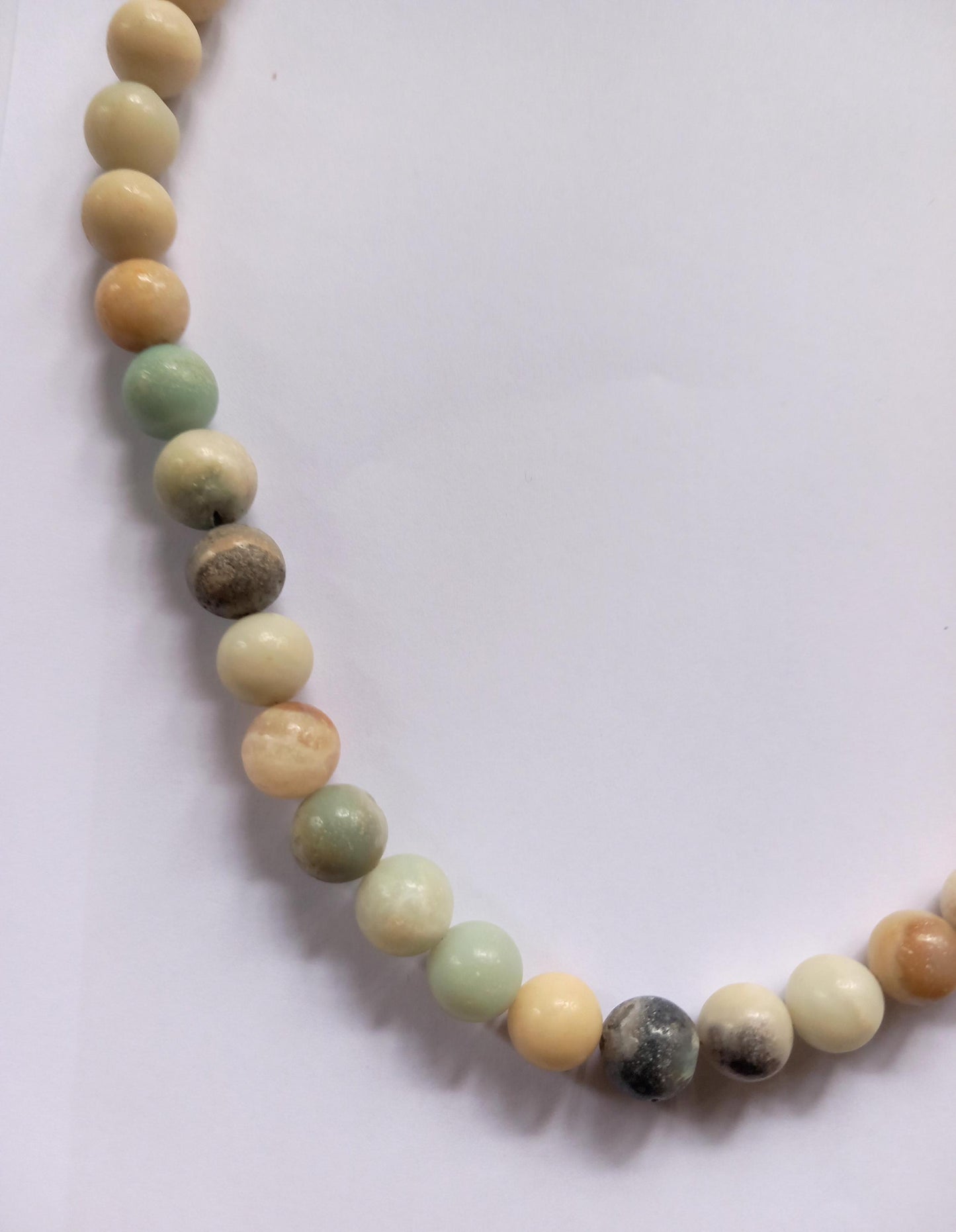 Vintage blue, cream and grey marble semi precious stone bead necklace
