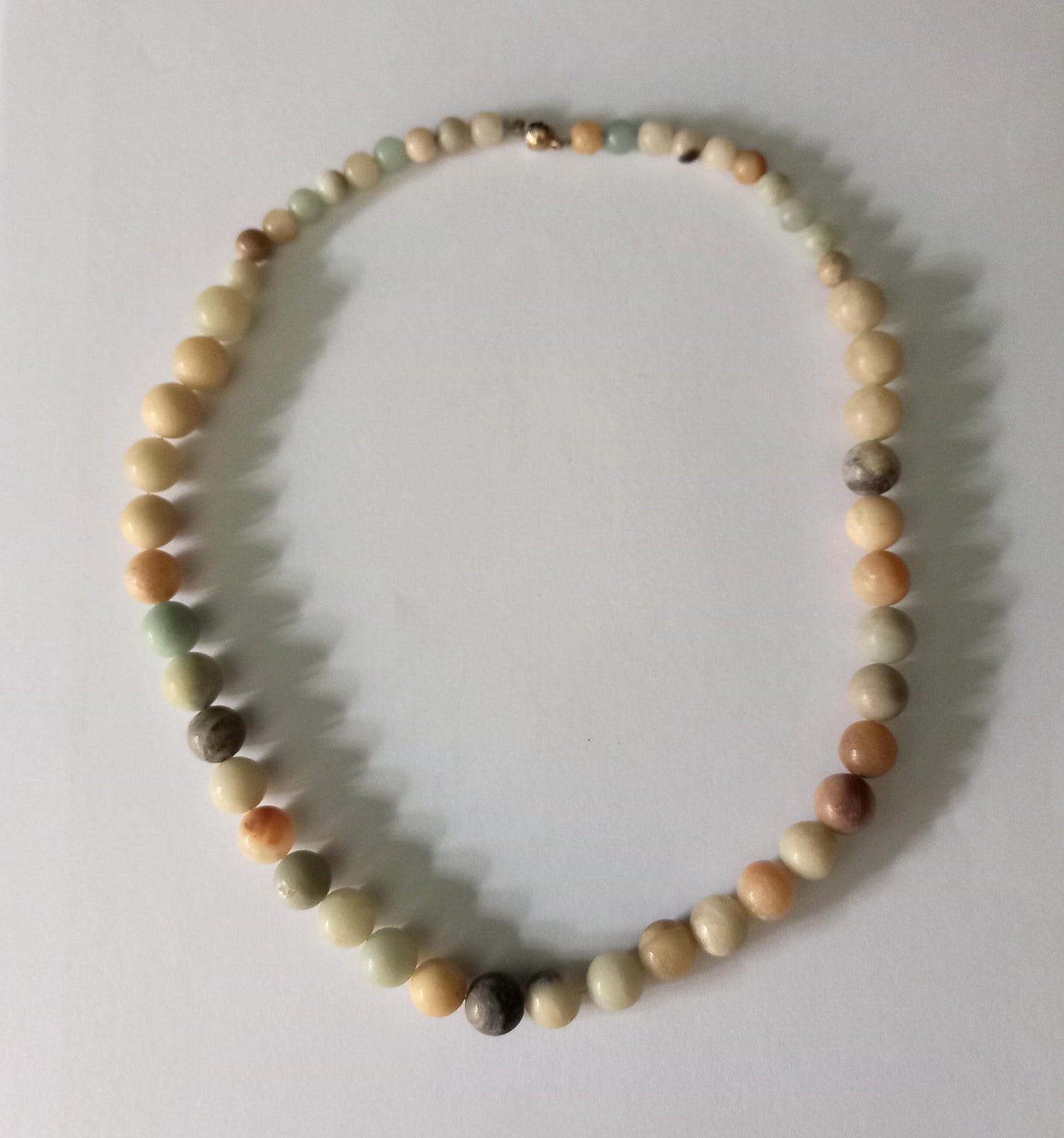 Vintage blue, cream and grey marble semi precious stone bead necklace