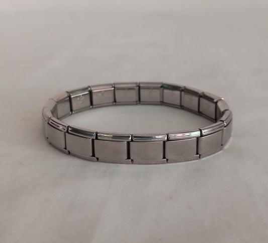 1970s Firenze stainless steel silvertone stretch link bracelet S/M