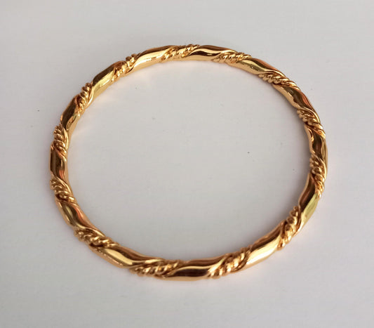 1980s goldtone rope twist design bangle bracelet