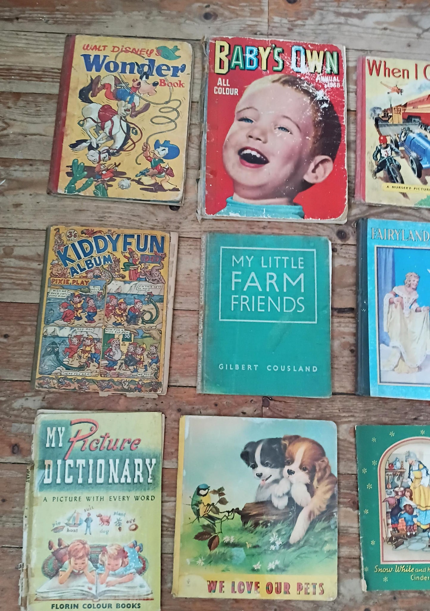 Lot of 14 vintage c1940s hardback illustrated children's story books including Disney
