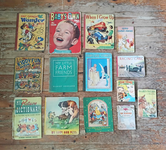 Lot of 14 vintage c1940s hardback illustrated children's story books including Disney