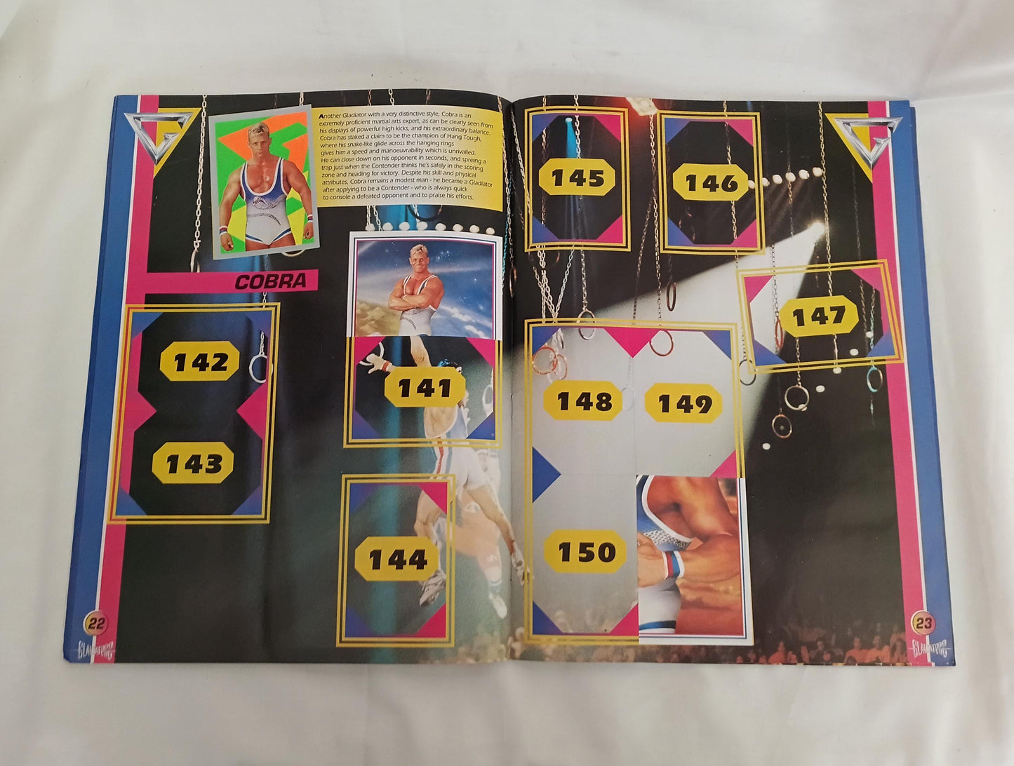Merlin 1993 Gladiators Sticker Album, 17 trading cards & Fact File 1992