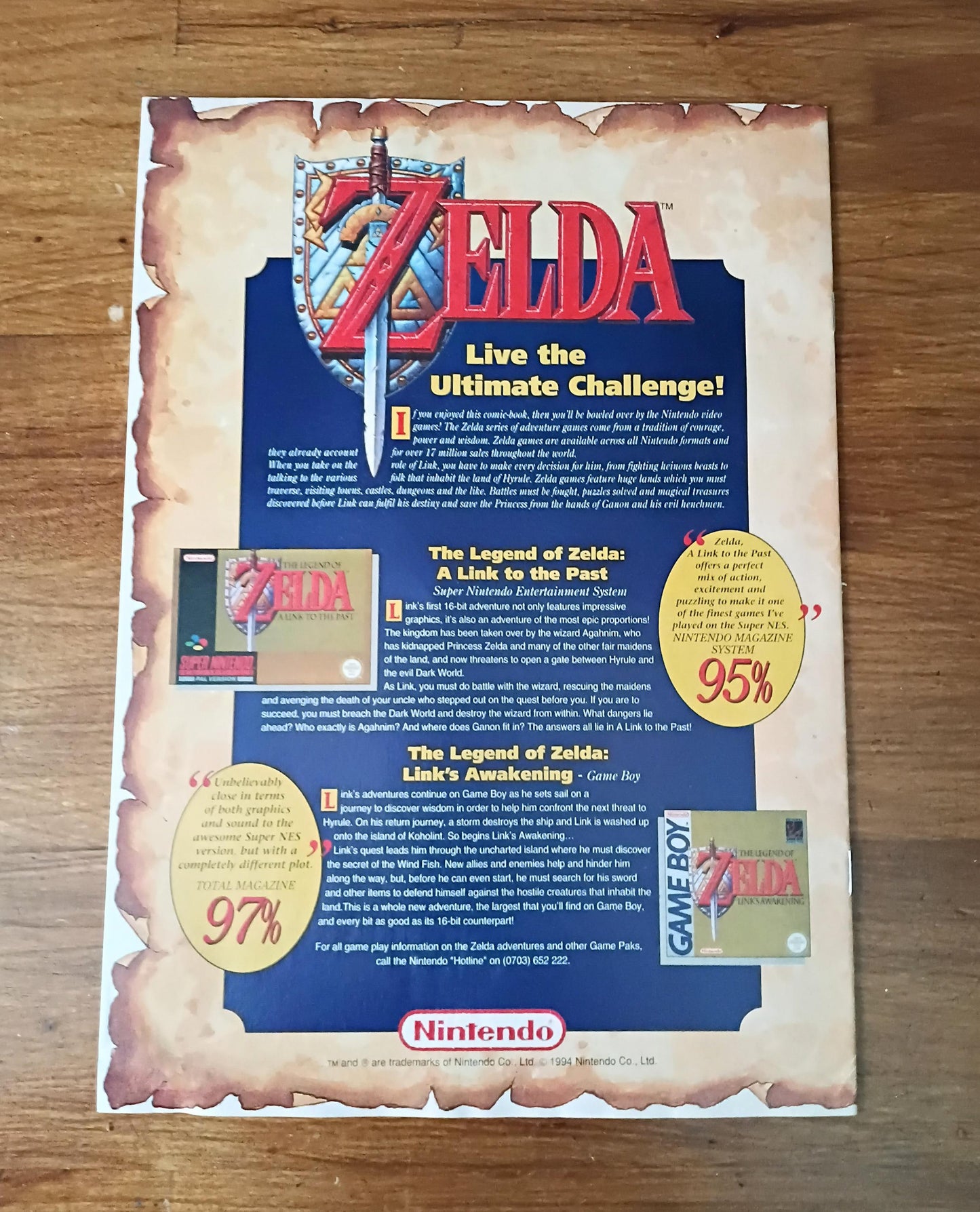 Legend of Zelda Link To The Past Link’s Awakening Nintendo promo comic, 1994 rare
