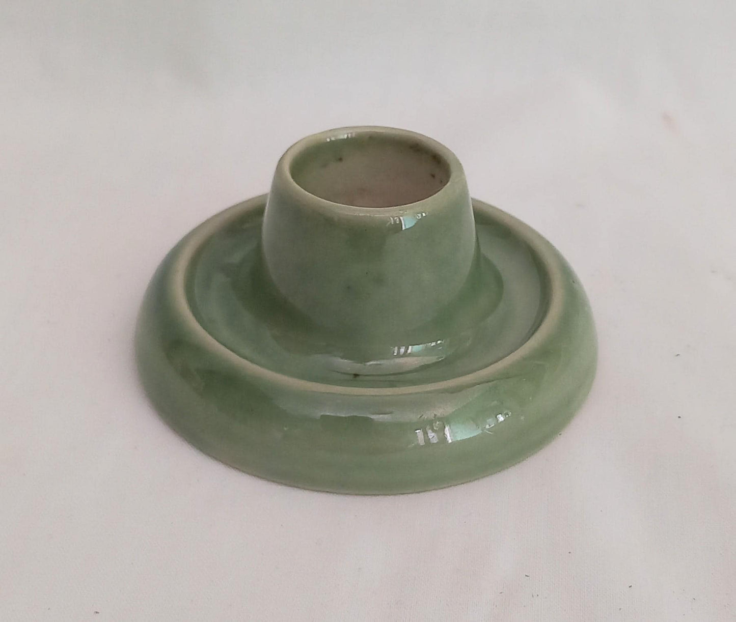 Mid Century Wade green ceramic candlestick