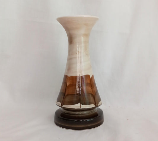 1970s brown & white Jersey Studio Pottery vase 6.75"