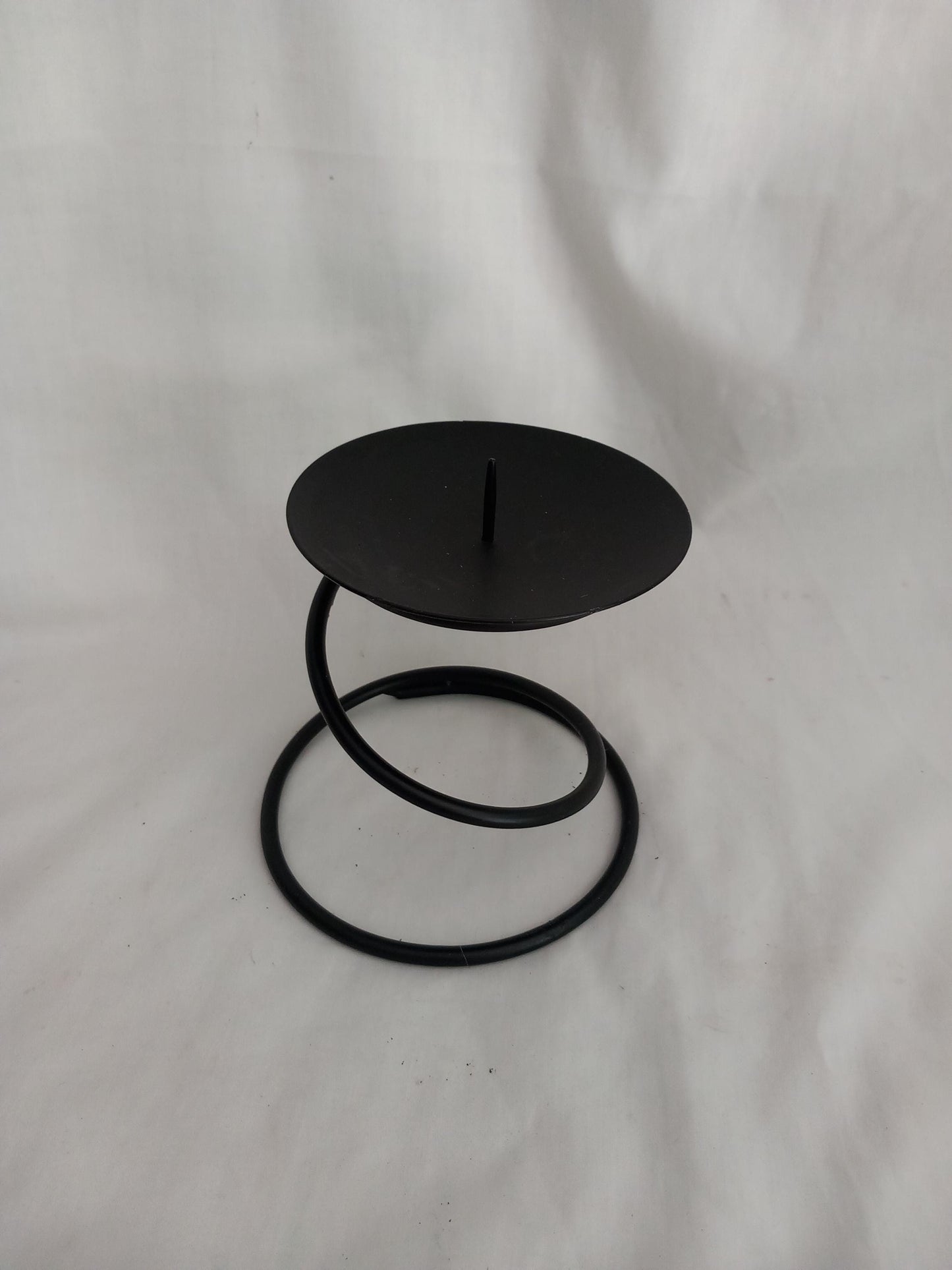 1990s black wrought iron spiral candlestick candle holder 4.5"