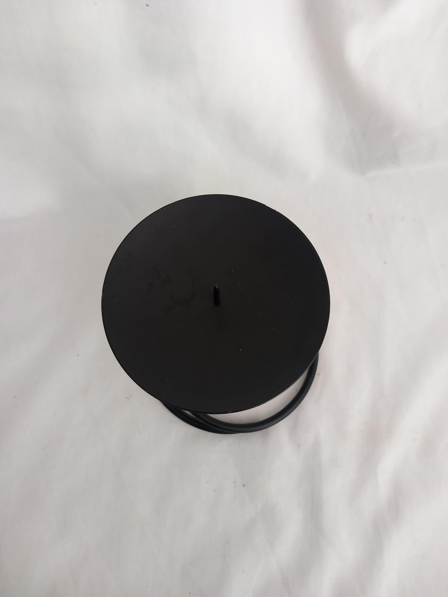 1990s black wrought iron spiral candlestick candle holder 4.5"