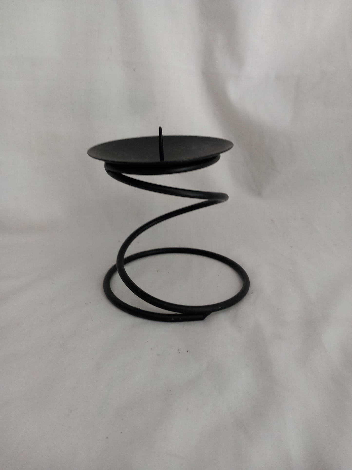 1990s black wrought iron spiral candlestick candle holder 4.5"