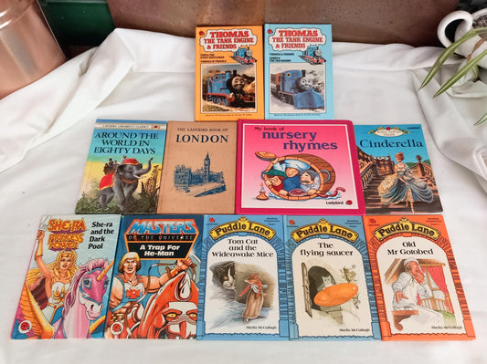 Bundle of 1980s Ladybird books including Puddle Lane, Thomas The Tank Engine, She Ra and He Man