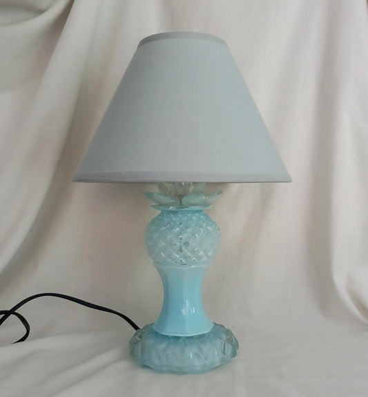 OOAK hand made pastel blue crystal pineapple accent lamp