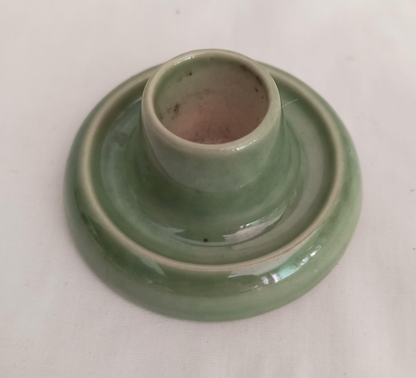 Mid Century Wade green ceramic candlestick