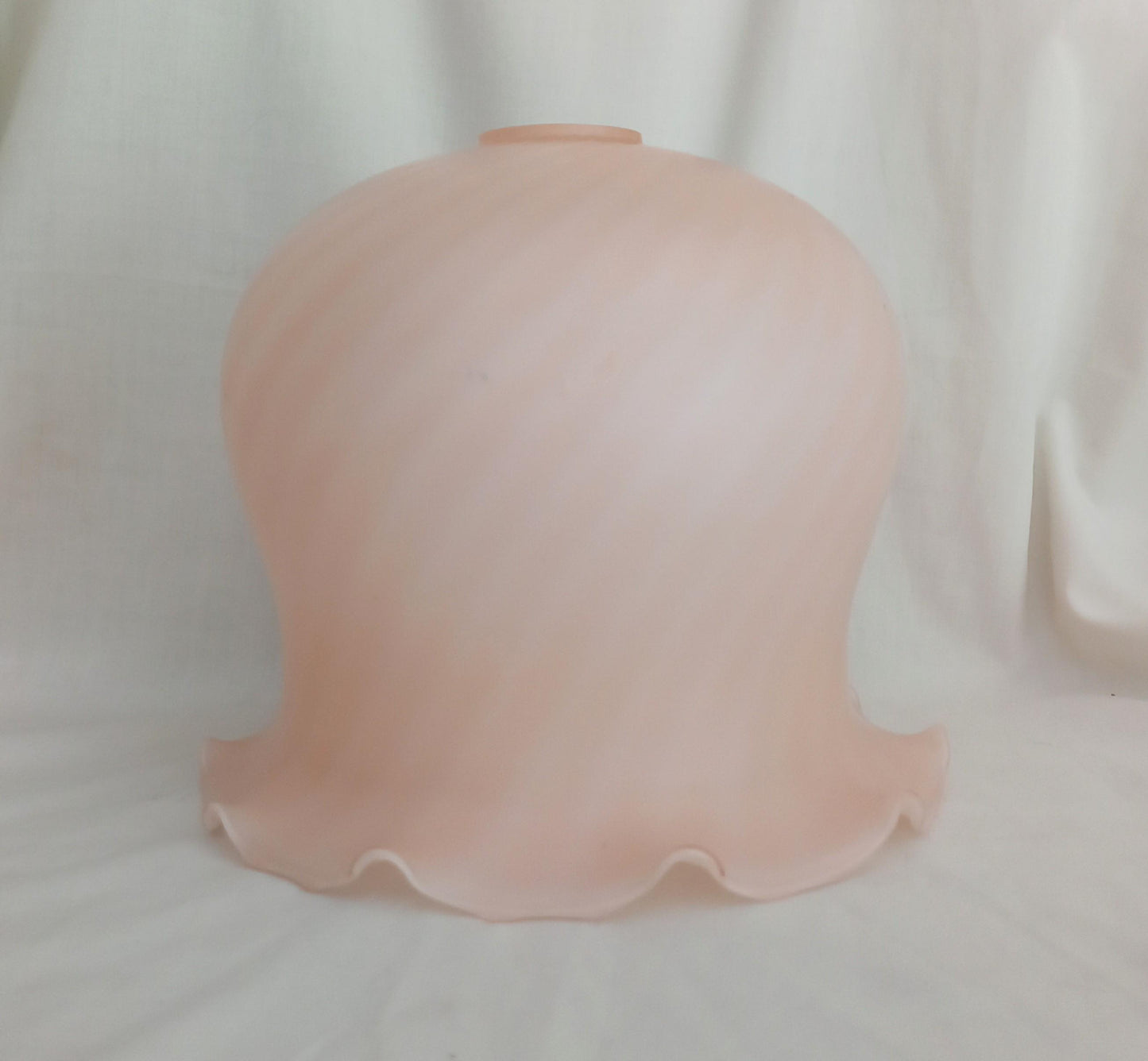 Vintage pink ribbed satin glass pendant lampshade 9.5"