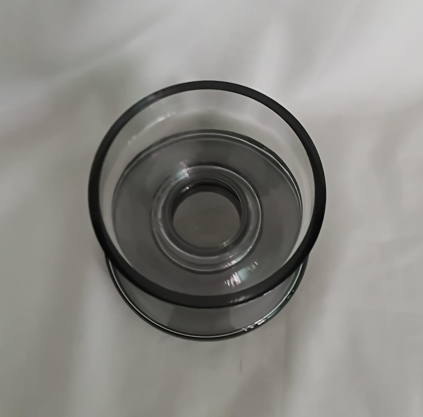 1980s Wedgwood pewter grey glass candle holder designed by Frank Thrower