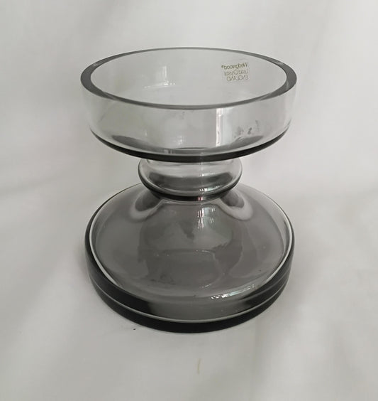 1980s Wedgwood pewter grey glass candle holder designed by Frank Thrower