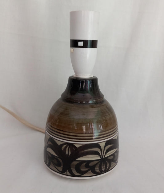 1970s green ceramic Jersey Pottery studio pottery table lamp