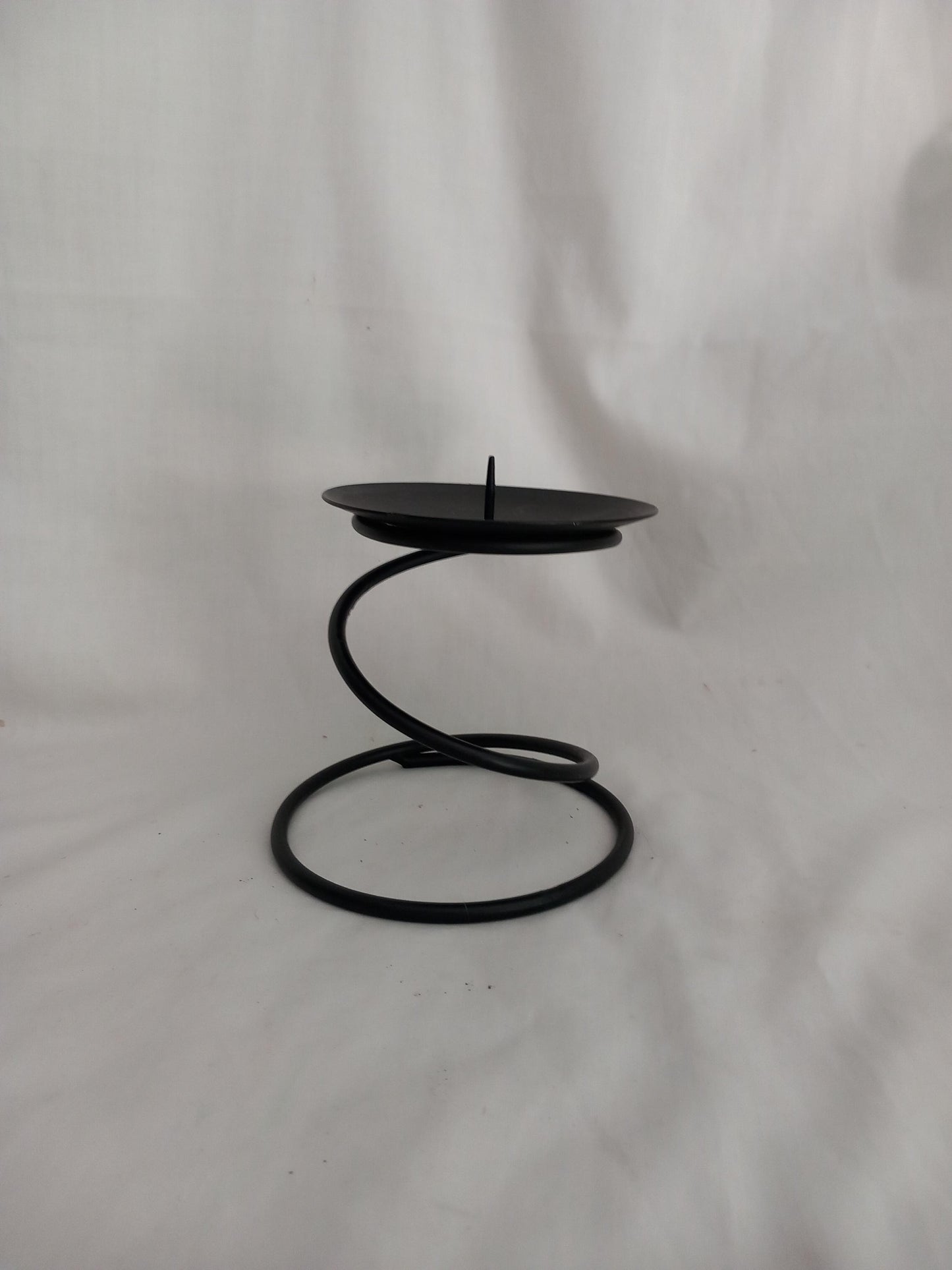 1990s black wrought iron spiral candlestick candle holder 4.5"
