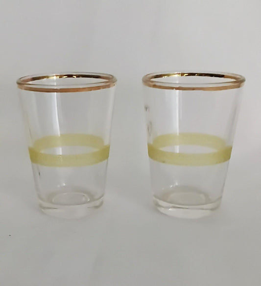 Pair of 1950s Italian yellow striped design shot glasses