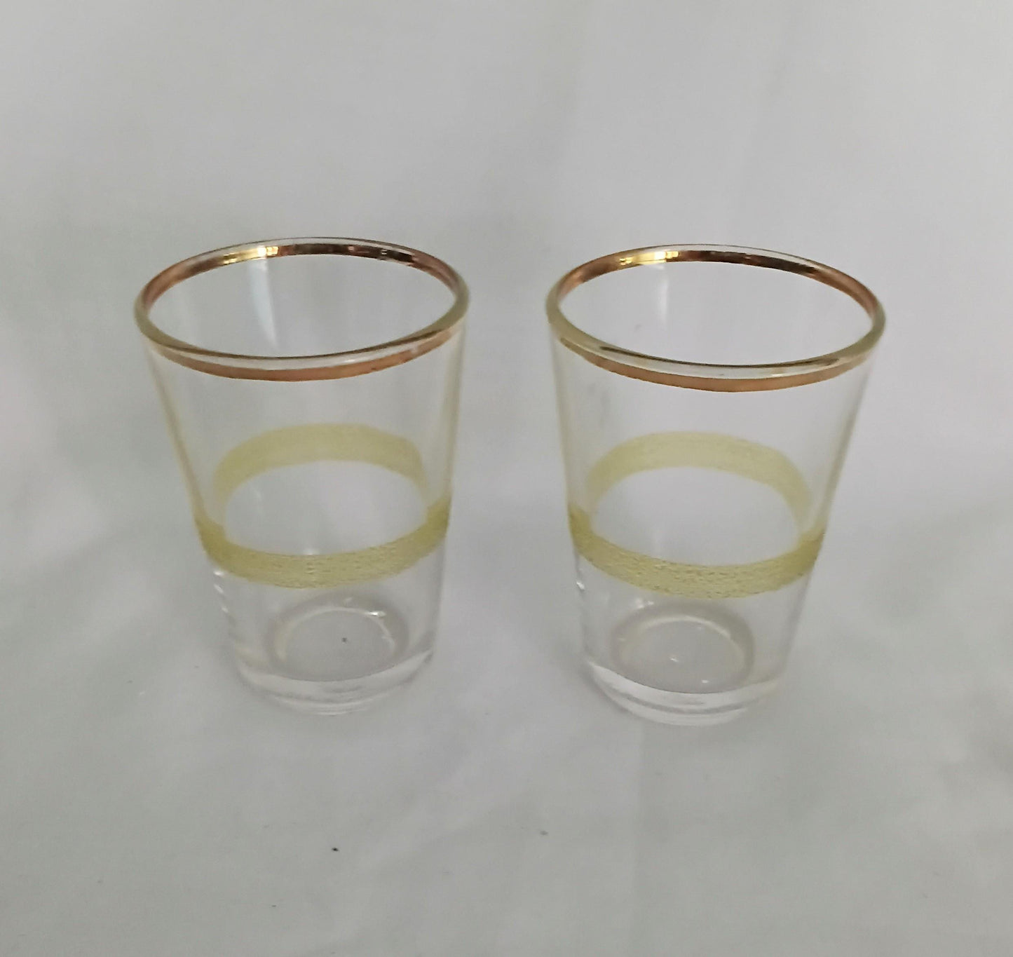 Pair of 1950s Italian yellow striped design shot glasses