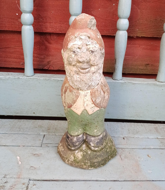 1970s painted concrete garden gnome statue