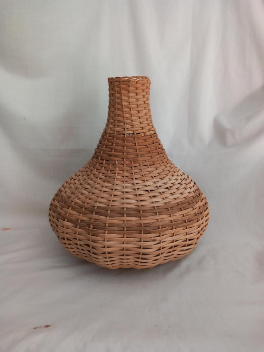 1970s tiki style wicker gourd shaped pendant lampshade