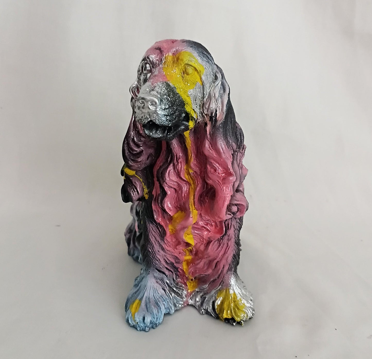 Hand painted pop art paint drip Spaniel dog Statue