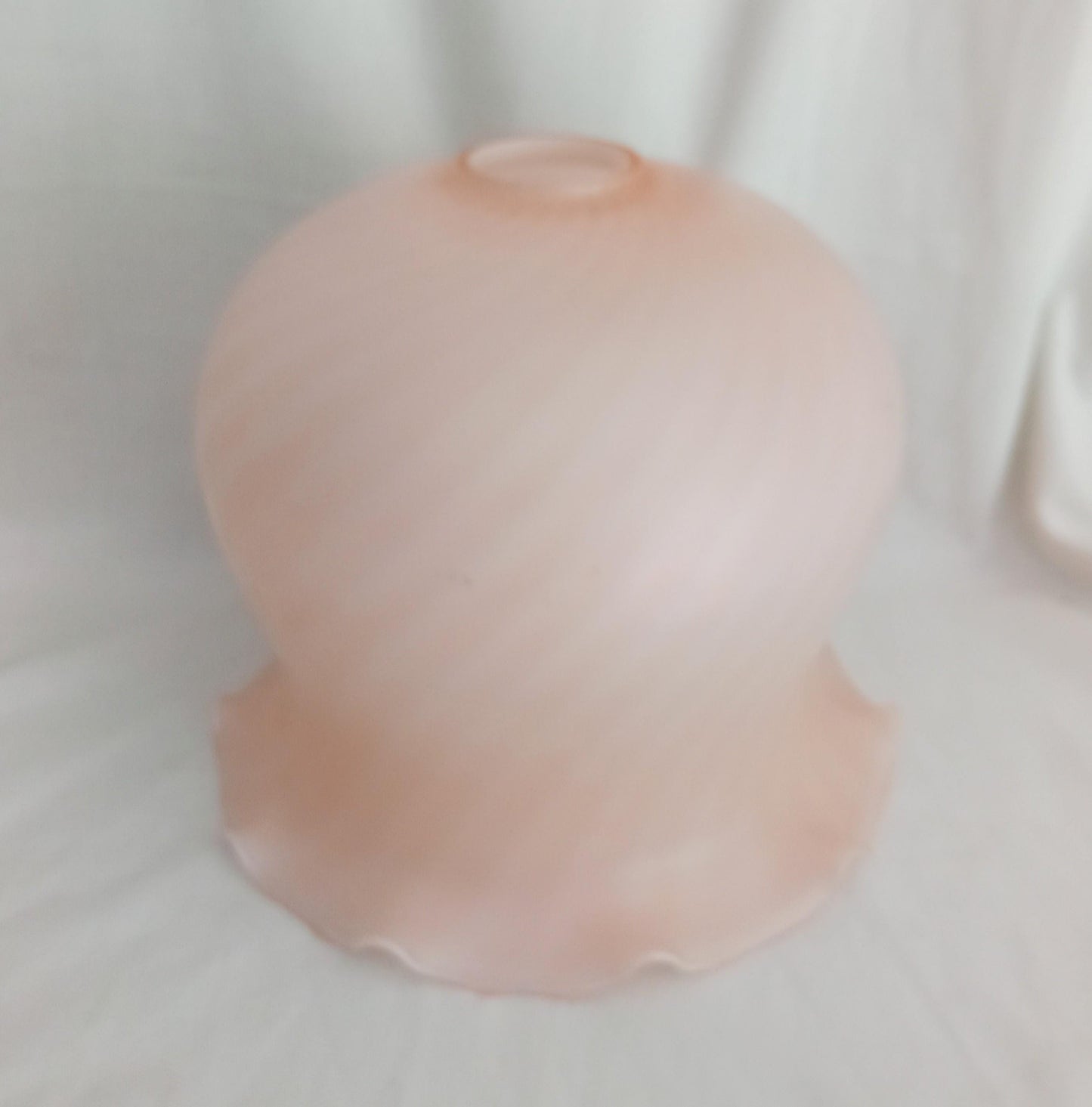Vintage pink ribbed satin glass pendant lampshade 9.5"