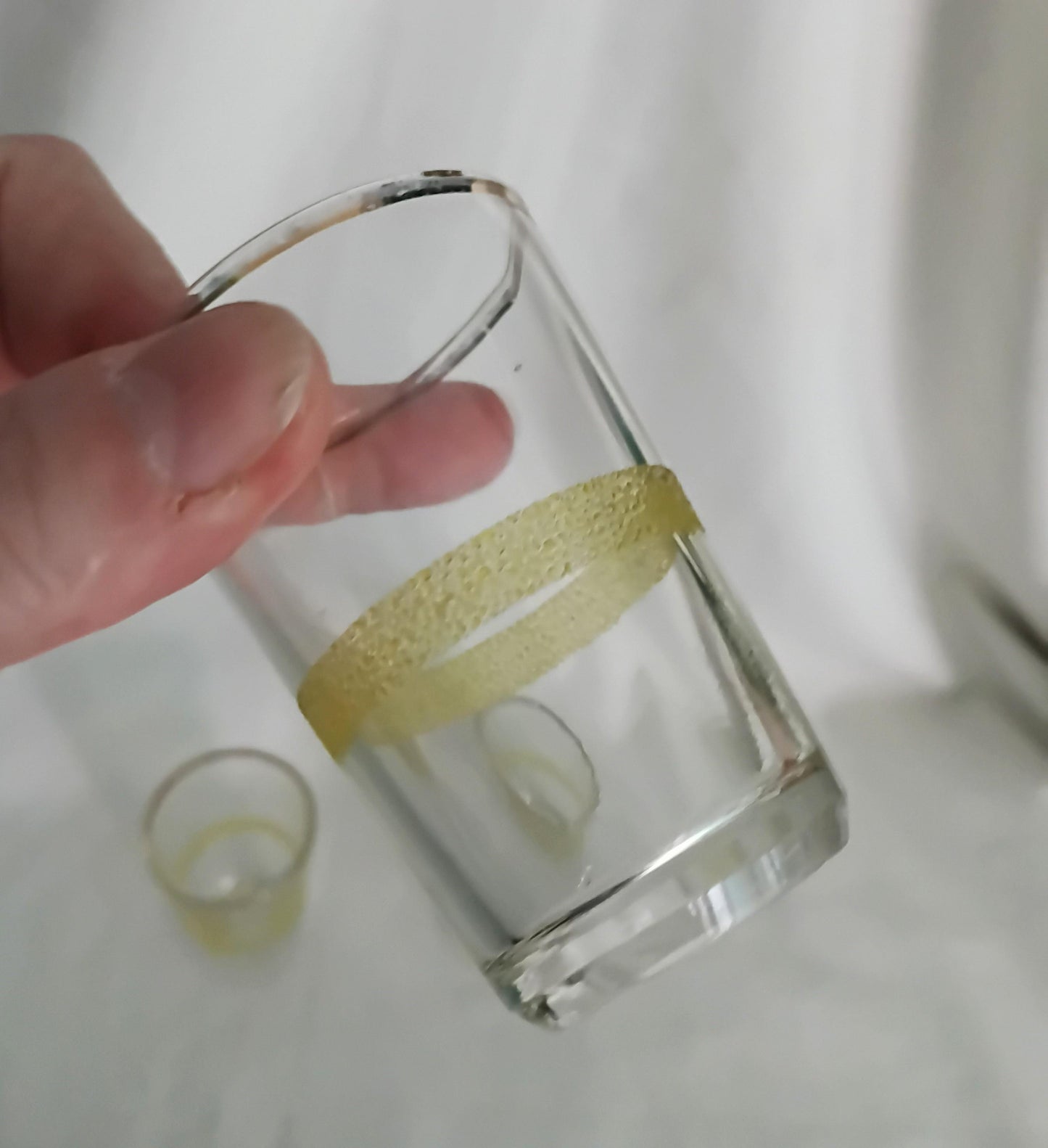 Pair of 1950s Italian yellow striped design shot glasses