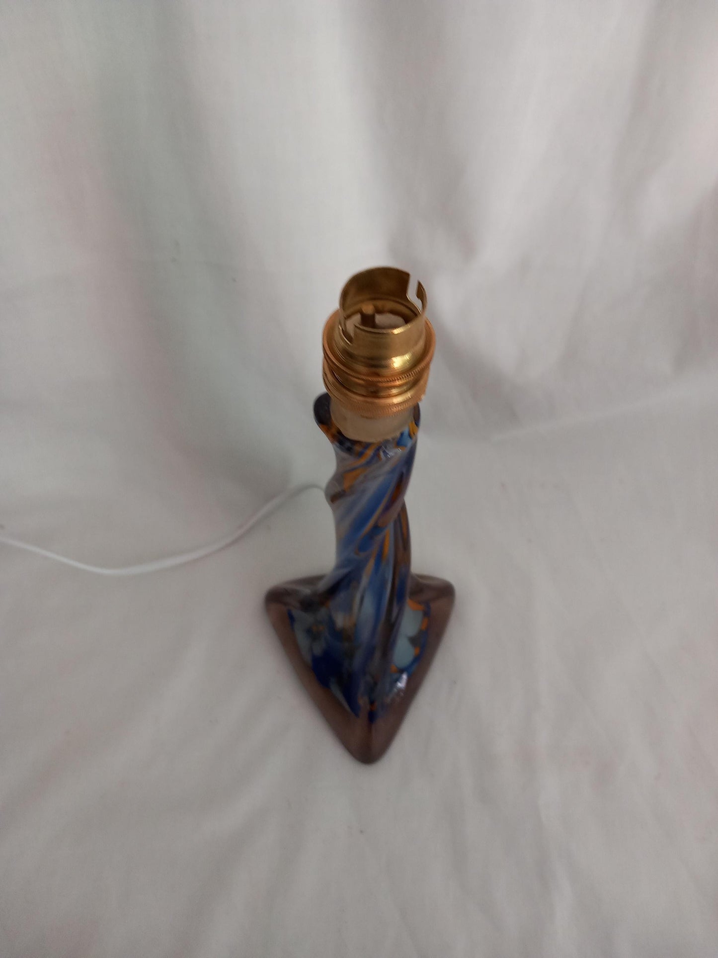 Mid century blue, orange and white Murano glass accent lamp