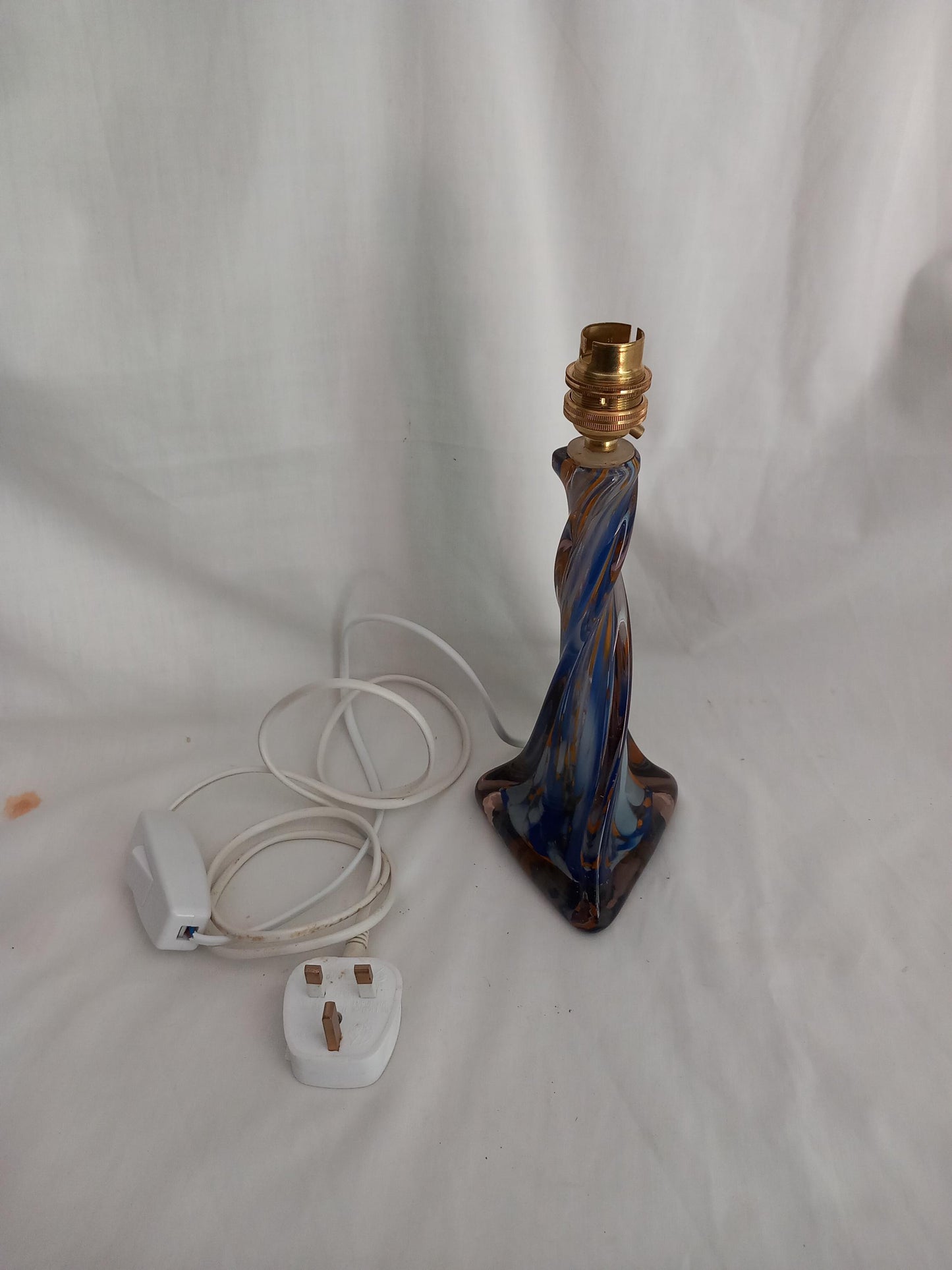 Mid century blue, orange and white Murano glass accent lamp