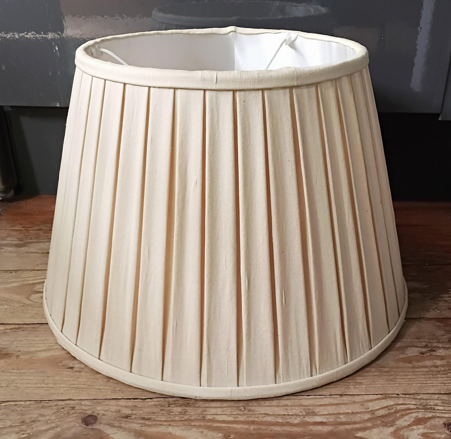 1980s pleated cream fabric lampshade for standard lamp