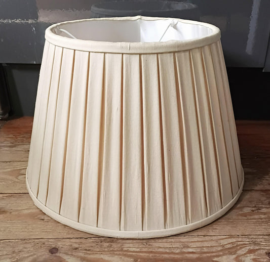 1980s pleated cream fabric lampshade for standard lamp