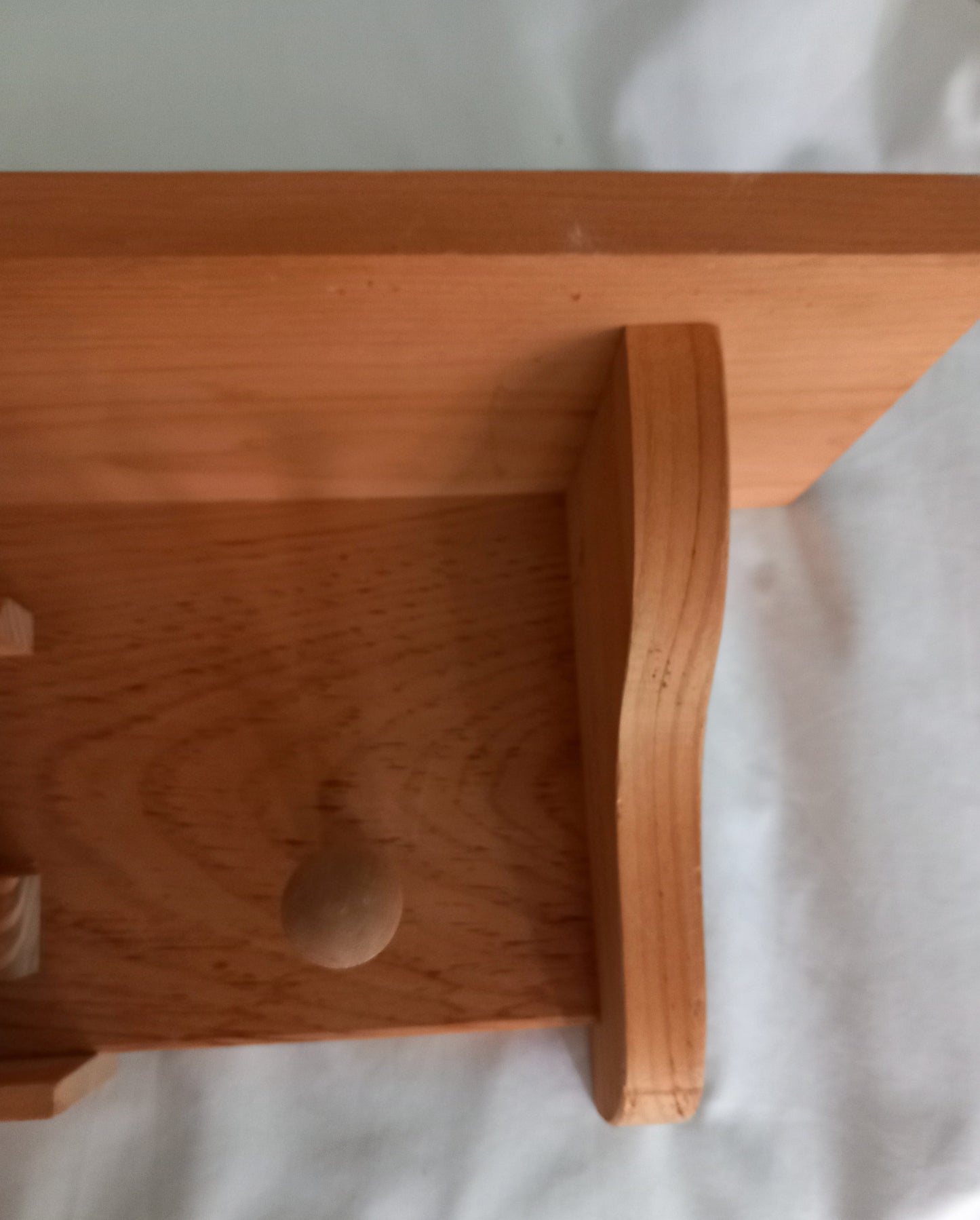 Hand made solid wood train design shelf with hooks