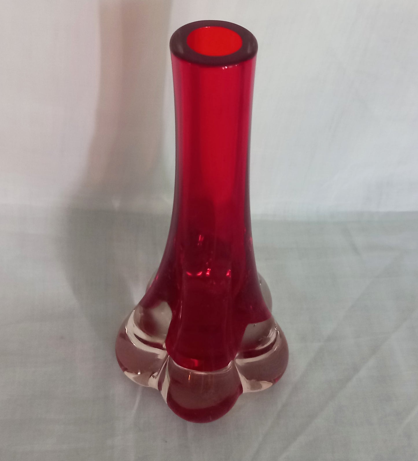 Whitefriars #9728 ruby red Elephants Foot cased glass vase