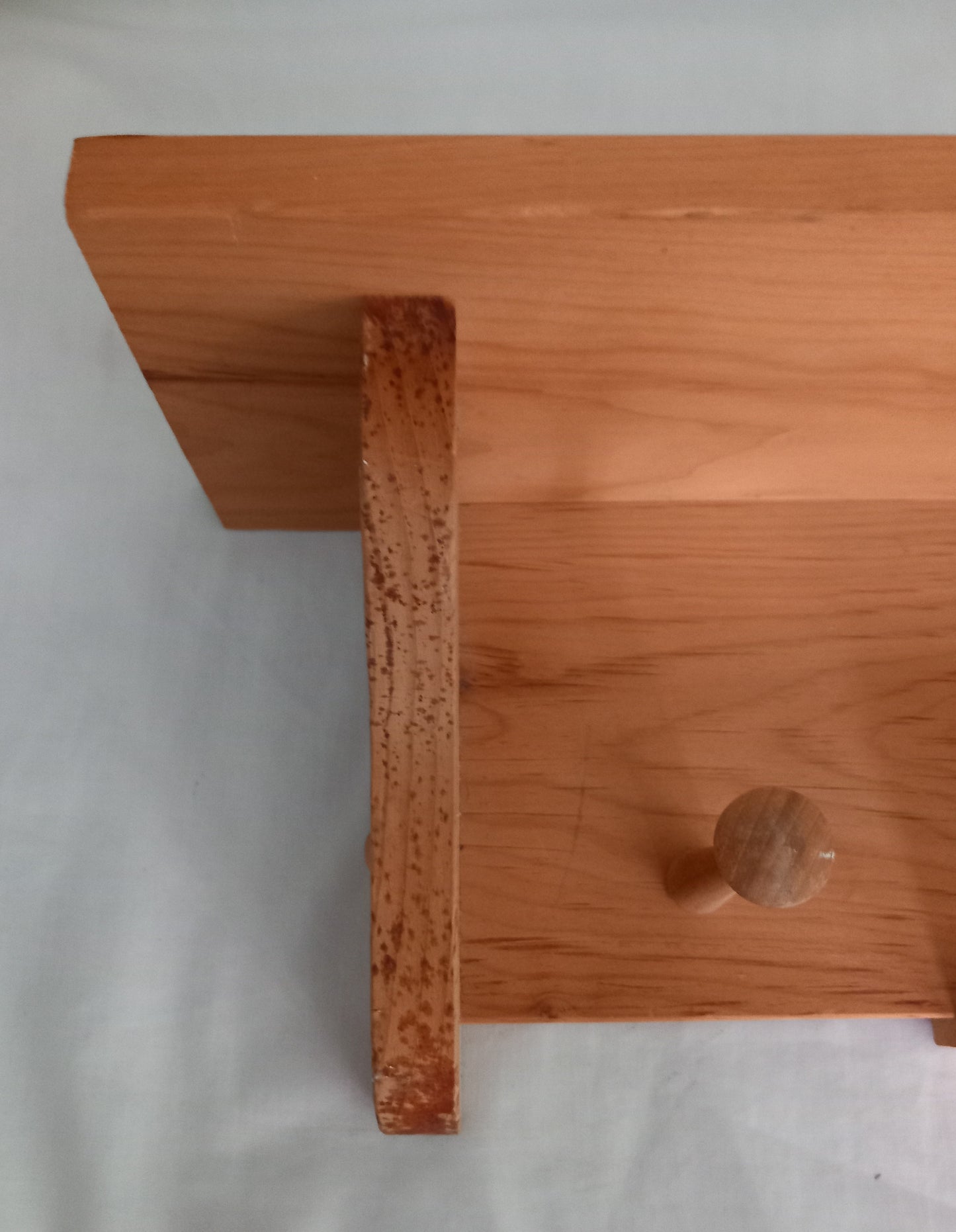 Hand made solid wood train design shelf with hooks