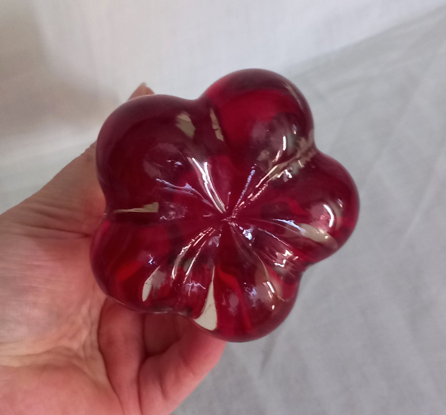 Whitefriars #9728 ruby red Elephants Foot cased glass vase