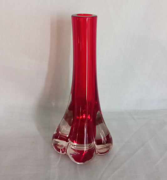 Whitefriars #9728 ruby red Elephants Foot cased glass vase