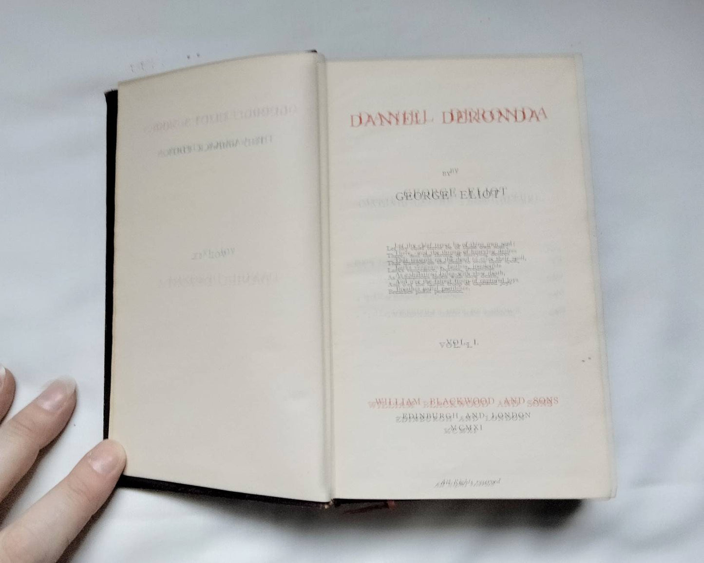 Vintage book set Daniel Deronda by George Eliot 1911 leather bound in two volumes