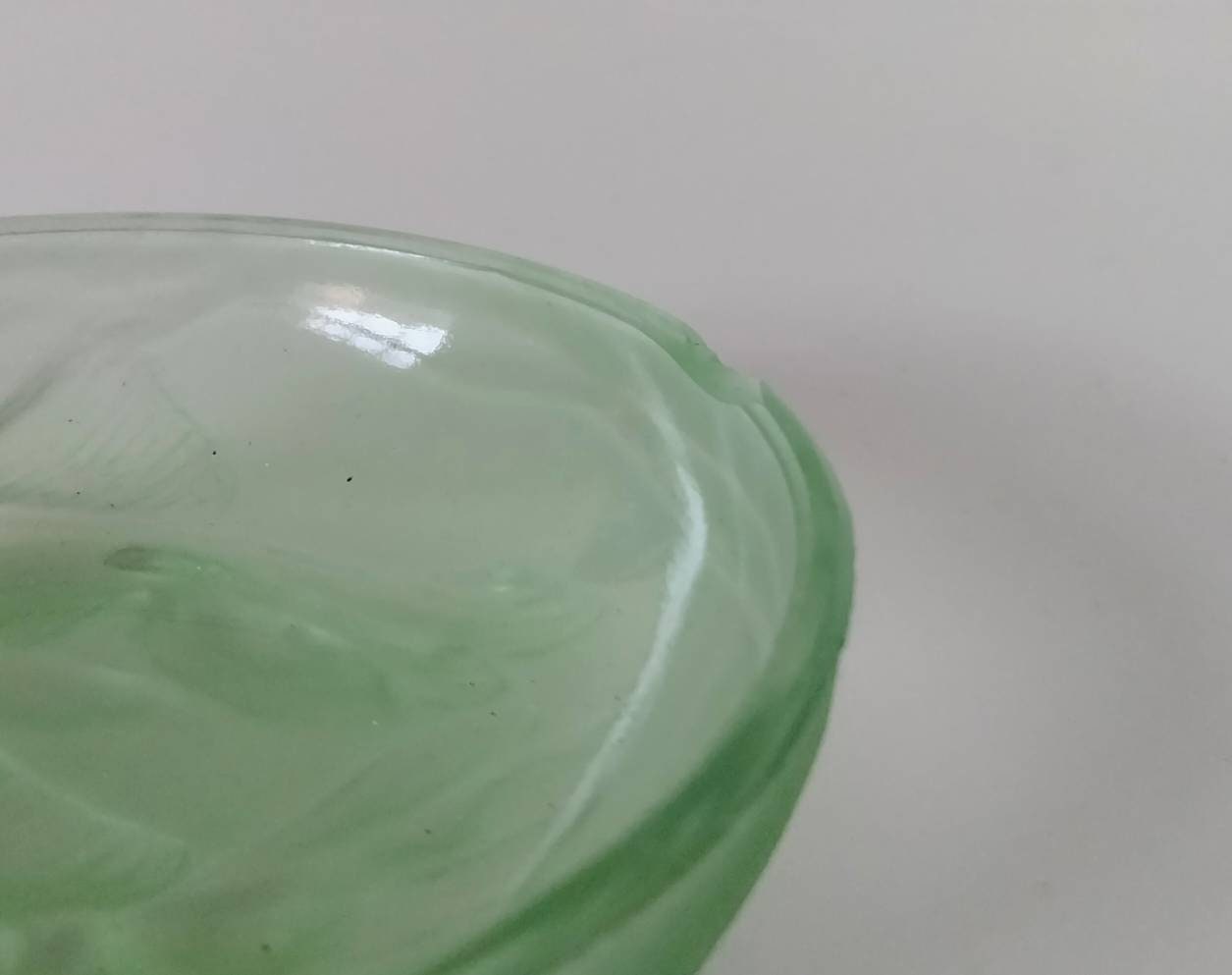 Art Deco Green Glass Fish Design Dressing Table Pin Dish