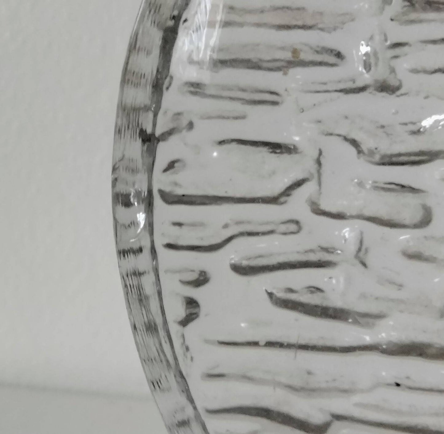 Mid Century Walther Glass Clear Textured Round Solifleur Slab Vase