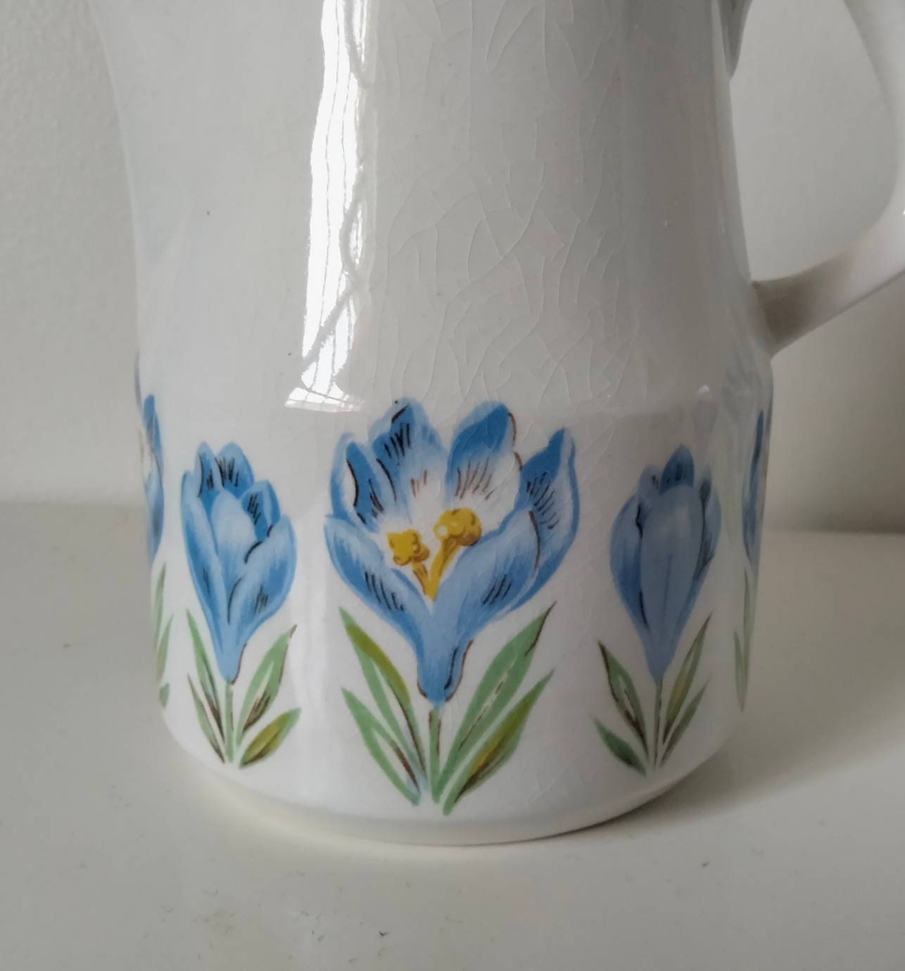 Mid century Wood & Sons Alpine blue flower creamer jug and sugar bowl set