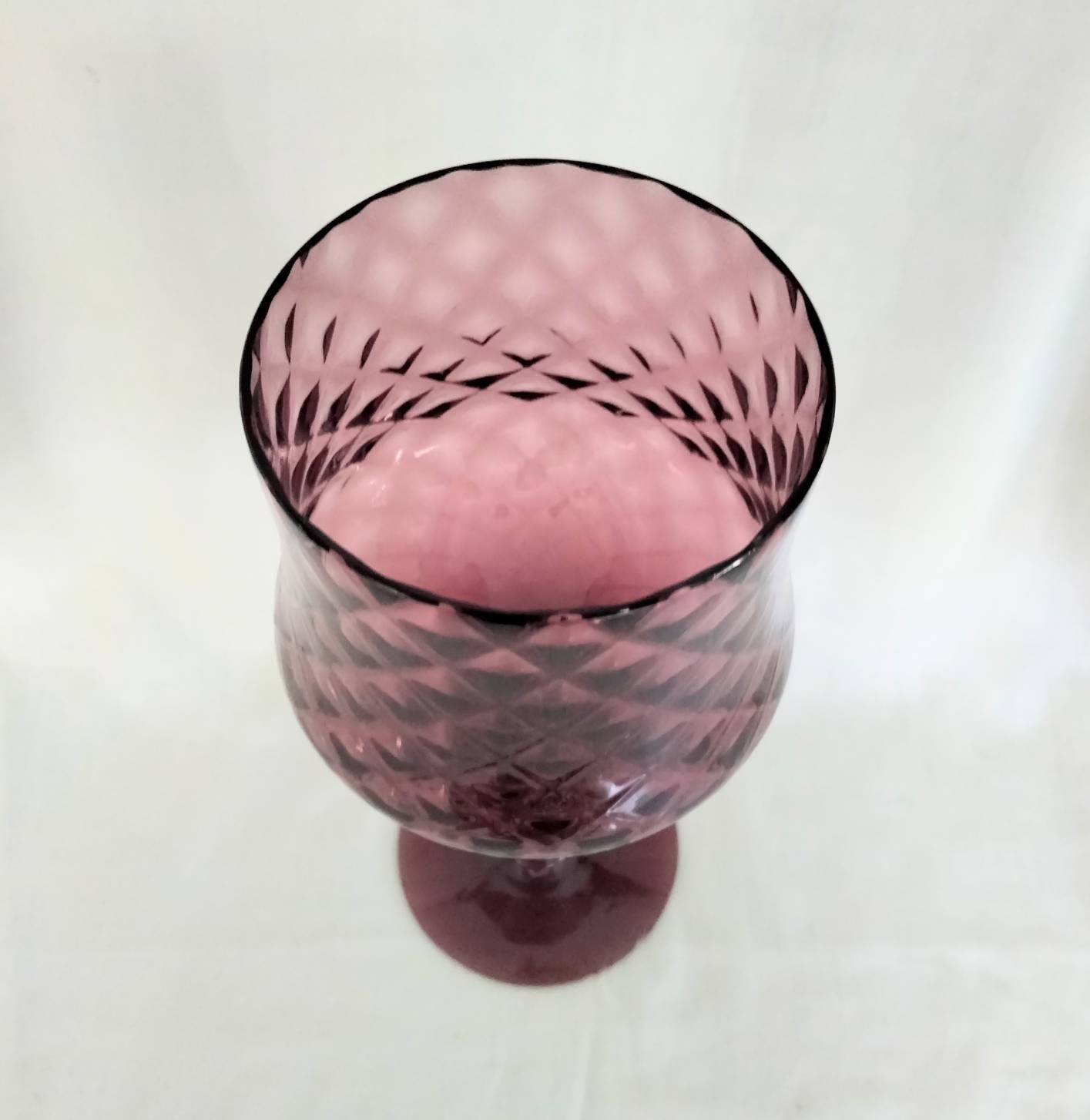 Mid century Empoli Italian large purple glass twist stem vase