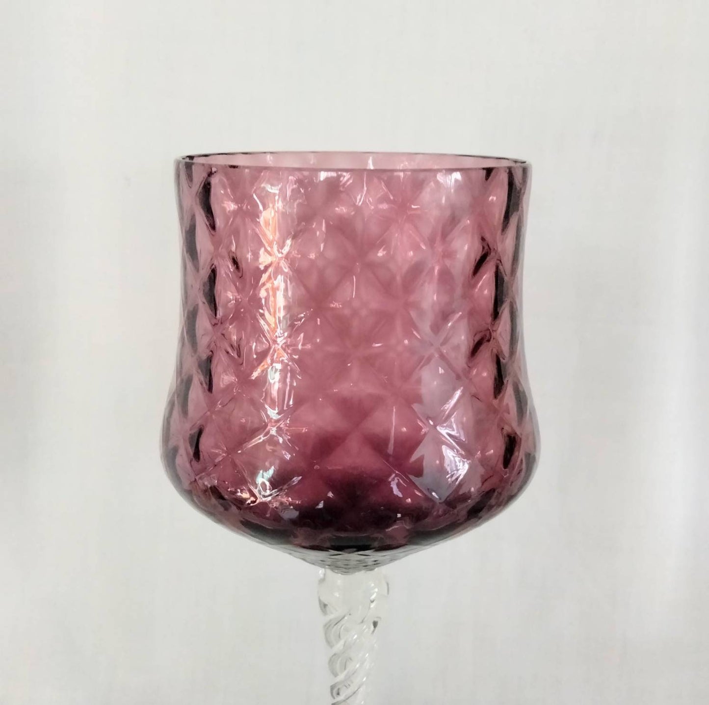 Mid century Empoli Italian large purple glass twist stem vase