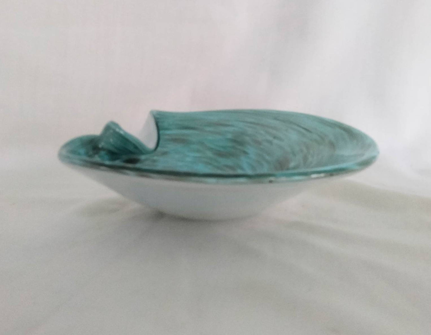 Italian Murano cased glass bowl in ice blue & silver