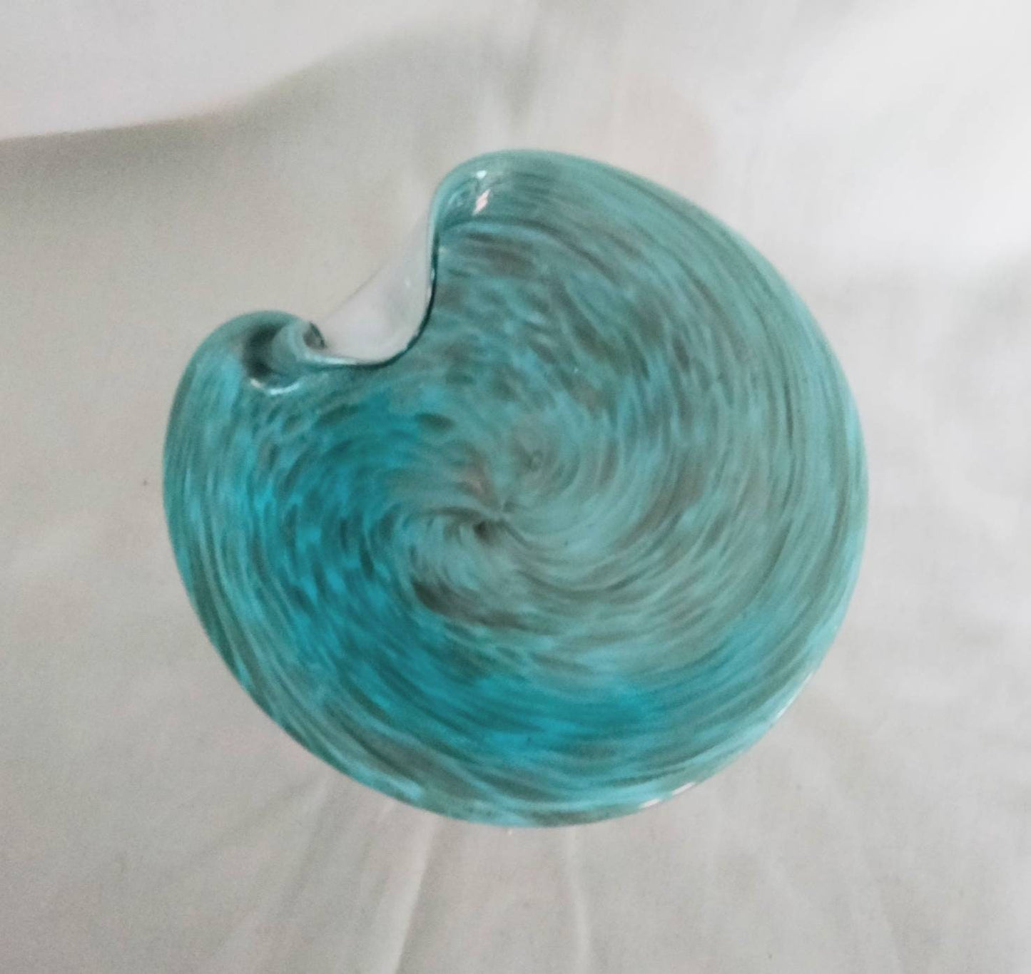 Italian Murano cased glass bowl in ice blue & silver