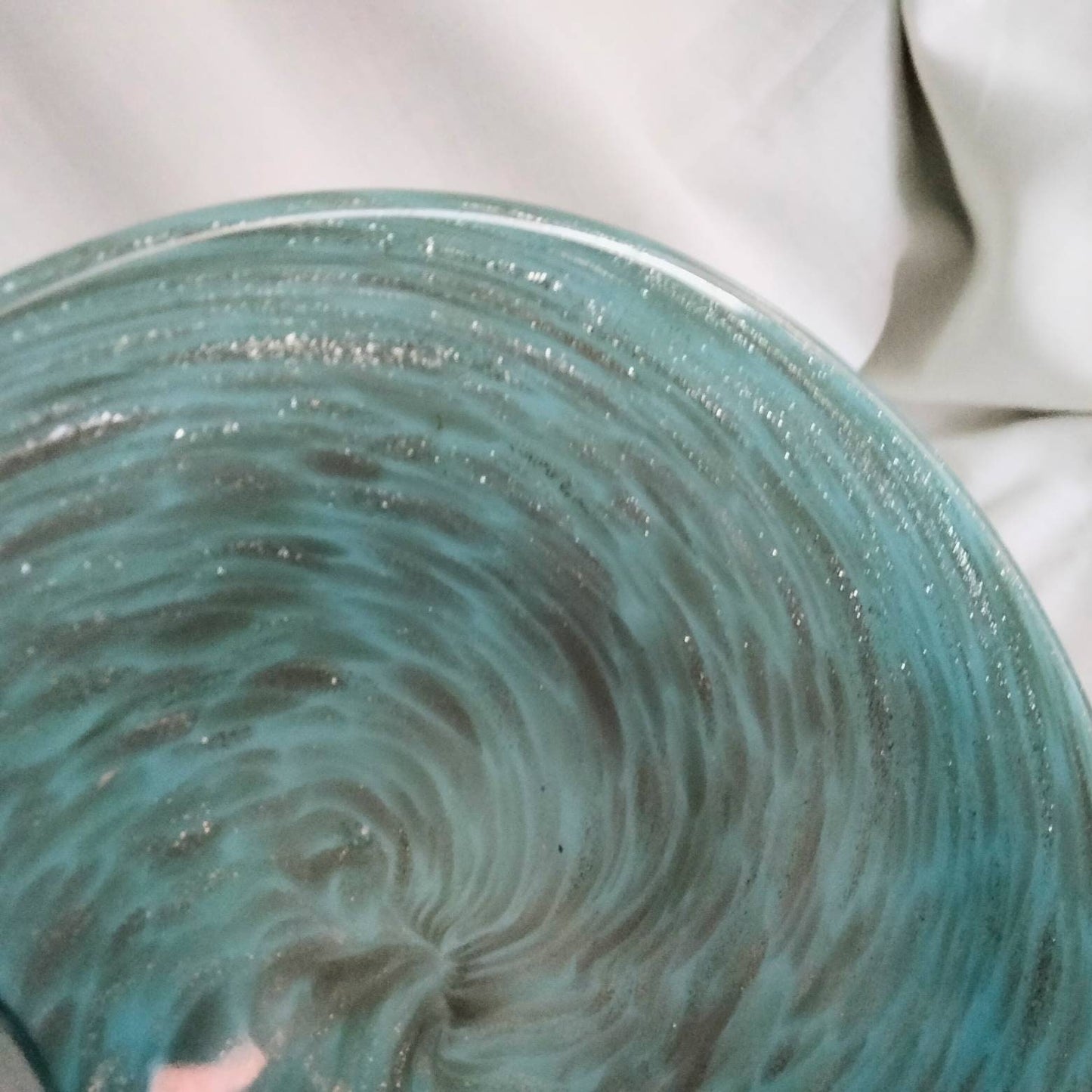 Italian Murano cased glass bowl in ice blue & silver