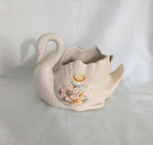 1980s St Michael M&S white swan planter vase 7.5"