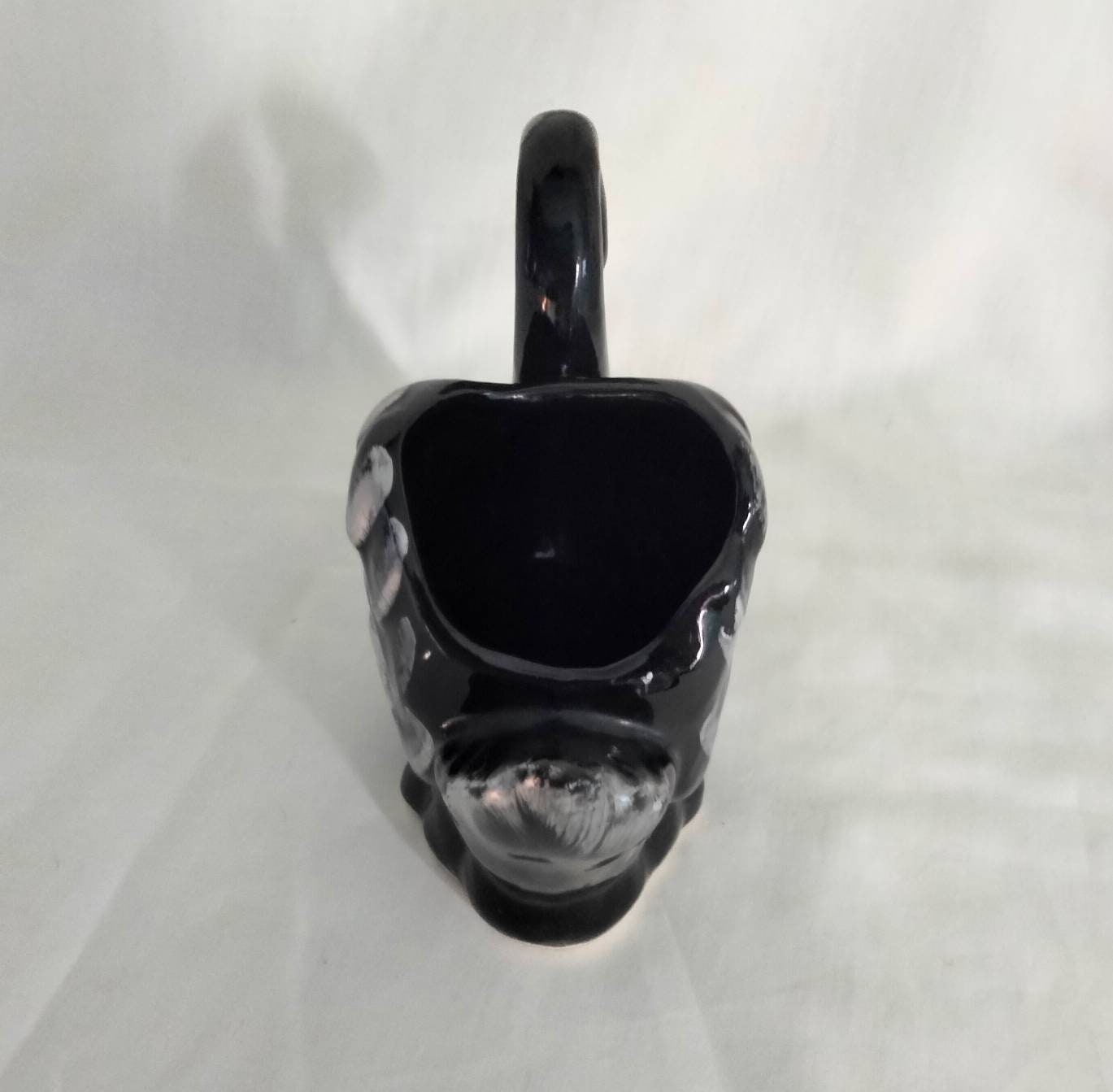 Mid century 1950s black swan planter vase 6.25"