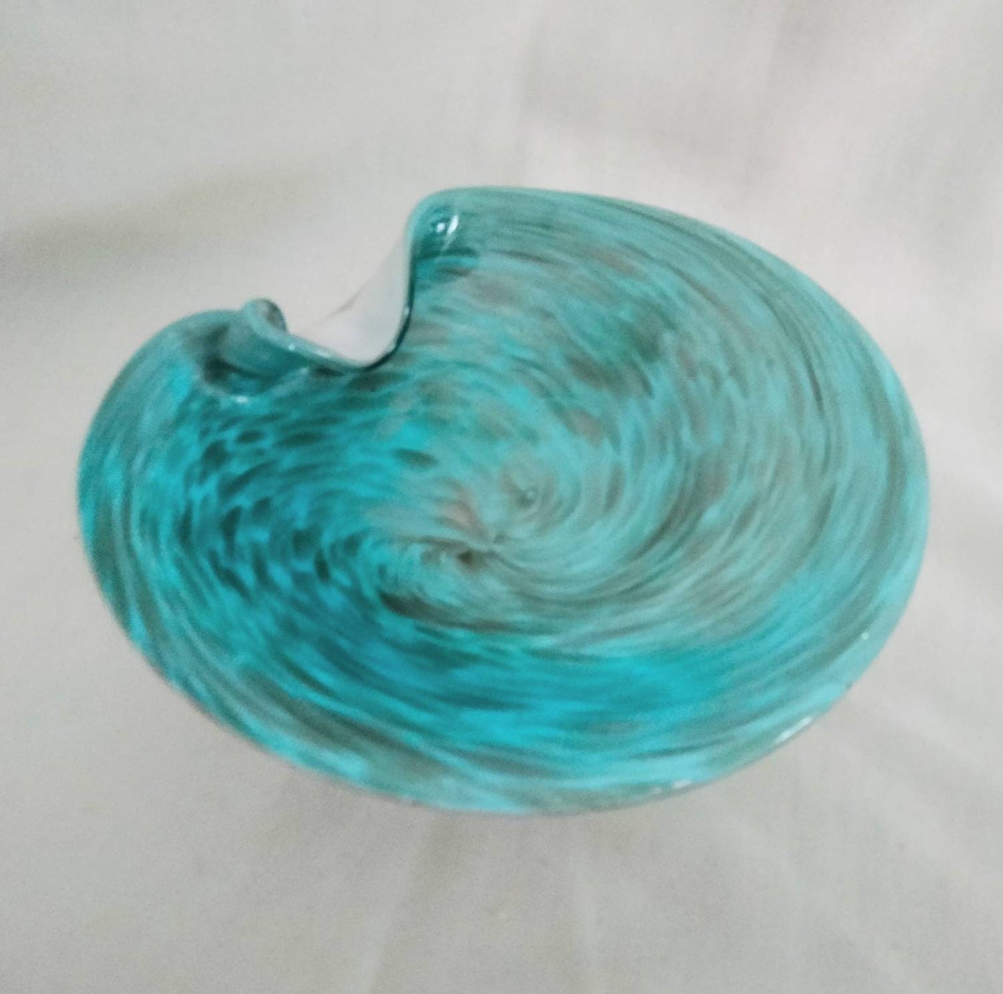 Italian Murano cased glass bowl in ice blue & silver