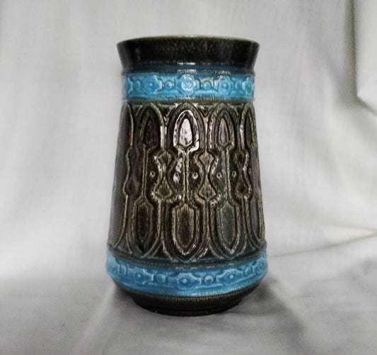 Mid century Price Kensington Large Green & Blue Textured Corinth Vase